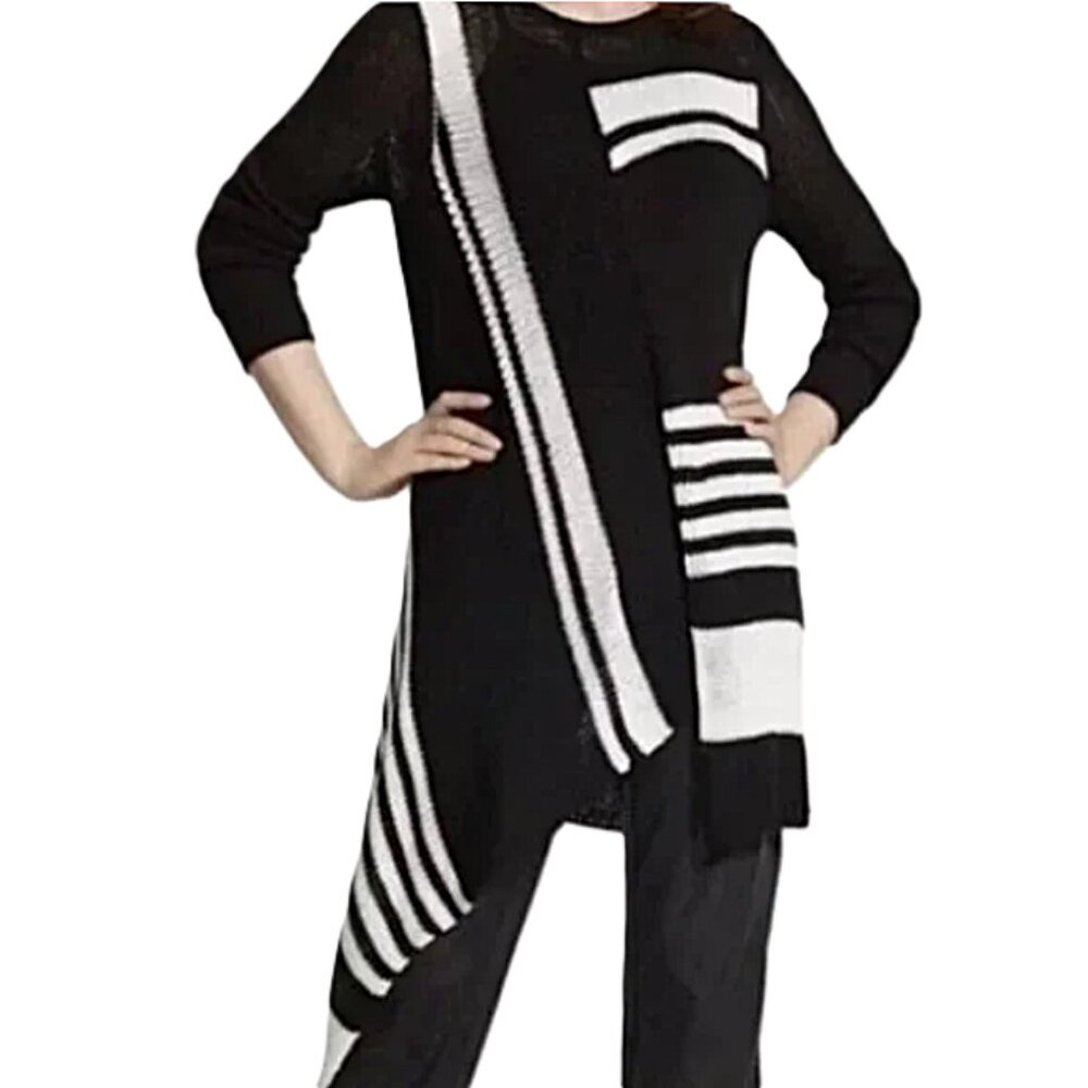 Chicos pieced striped ami sweater size 1  NWTS